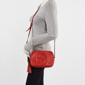 Gucci Orange Pebbled Leather Soho Disco Shoulder Bag